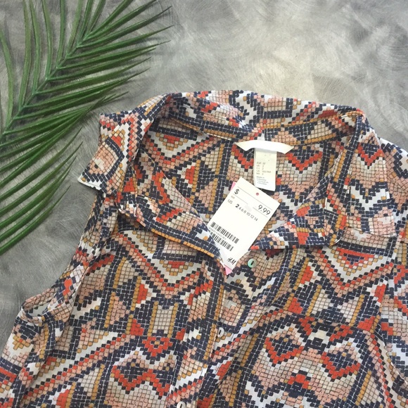 H&M Tribal Print Tank NWT Size 2 - Picture 2 of 4